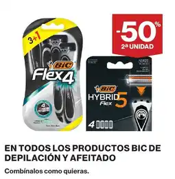 Hipercor Bic flex 4 en todos los productos bic de depilacion y afeitado oferta