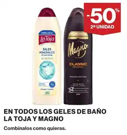 Hipercor La Toja y bano en todos los geles de bano oferta