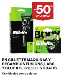 Hipercor Gillette en gillette maquinas y recambios fusion 5 labs y blue II oferta