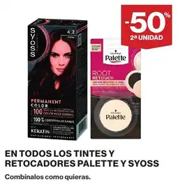 Hipercor Palette y syoss en todos los tintes y retocadores oferta