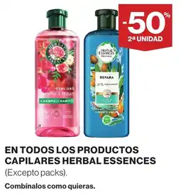 Hipercor Herbal Essences en todos los productos capilares oferta