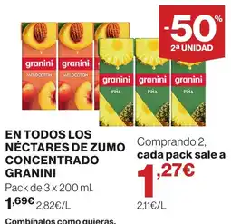 Hipercor granini nectares de zumo concentrado oferta