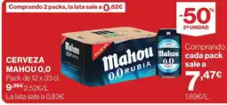 Hipercor Mahou 0,0 rubia oferta