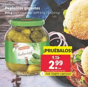 Lidl Pepinillos gigantes 850g oferta