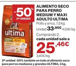 Hipercor ultima alimento seco para perro medium y maxi adulto ultima oferta