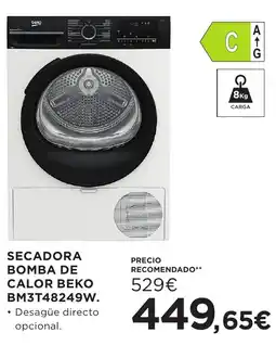 Hipercor Beko secadora bomba de calor bm3t48249w oferta