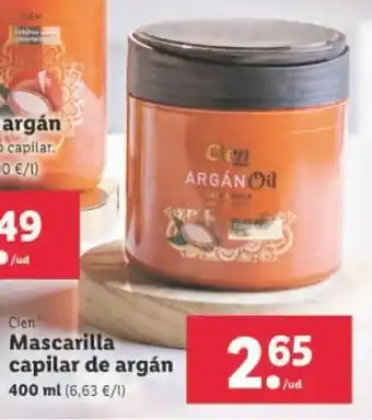 Lidl Cien Mascarilla capilar de argán 400ml oferta