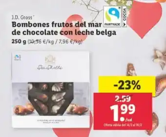 Lidl Bombones frutos del mar de chocolate con leche belga 250g oferta