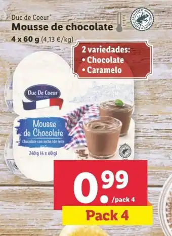 Lidl Mousse de chocolate 4 x 60g oferta