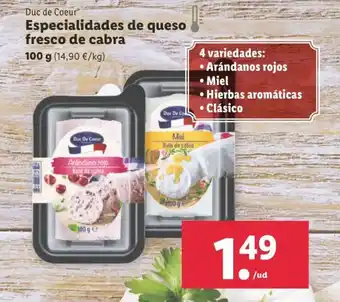 Lidl Especialidades de queso fresco de cabra 100g oferta