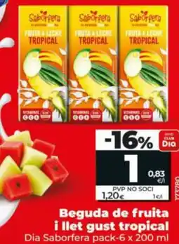 Dia Supermercados Dia Saborfera beguda de fruita i llet gust tropical oferta