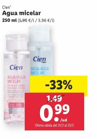 Lidl Cien Agua micelar 250ml oferta