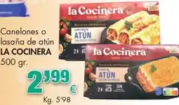 Congelados Copos la Cocinera canelones o lasaña de atún oferta