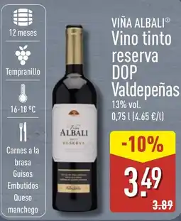 ALDI Viña Albali vino tinto reserva oferta