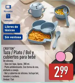 ALDI Crofton taza / plato / bol y cubiertos para bebé oferta