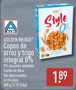 ALDI Golden Bridge copos de arroz y trigo integral 0% oferta