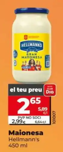 Dia Hellmann's maionesa oferta