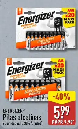 ALDI Energizer Pilas alcalinas oferta