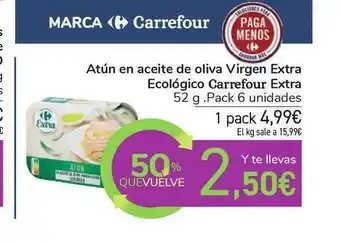 Carrefour Ecológico Carrefour Extra Atún En Aceite De Oliva Virgen Extra 52g oferta