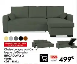 Conforama Broadway 2 Chaise Longue con Cama Izquierda/Derecha Verde oferta