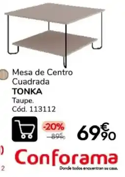 Conforama Conforama mesa de centro cuadrada tonka oferta