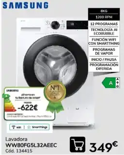 Conforama Samsung lavadora ww80fg5l32aeec oferta
