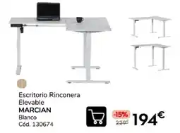 Conforama Marcian escritorio rinconera elevable blanco oferta
