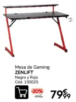 Conforama ZENLIFT Mesa de Gaming Negro y Rojo oferta