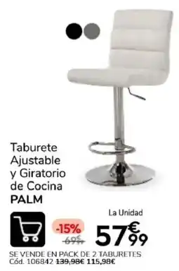 Conforama Palm taburete ajustable y giratorio de cocina oferta