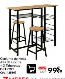 Conforama Detroit conjunto de mesa alta de cocina + 2 taburetes oferta