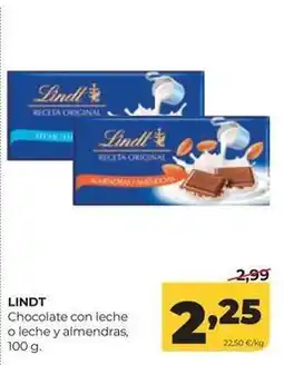 Alimerka Lindt - chocolate con leche o leche y almendras oferta
