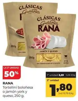 Alimerka Rana - tortellini bolonesa o jamon york y queso oferta