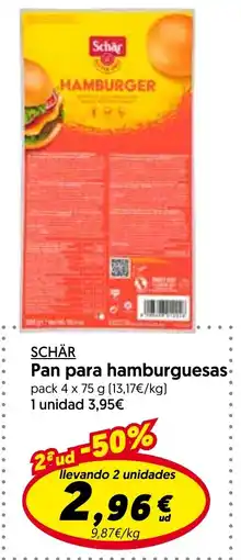 Hiper Usera Schär pan para hamburguesas oferta