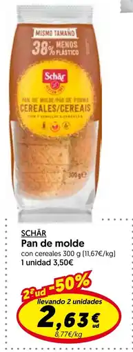 Hiper Usera Schär pan de molde con cereales oferta
