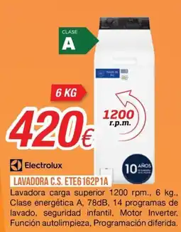 Expert Electrolux lavadora c.s. ete6162p1a oferta