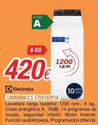 Electrolux lavadora c.s. ete6162p1a