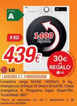 Expert LG lavadora carga frontal oferta