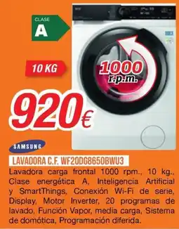 Expert Samsung lavadora c.f. wf20dg8650bwu3 oferta