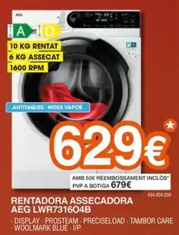 Expert Rentadora assecadora aeg lwr731604b oferta
