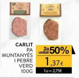 Plusfresc Carlít pa muntanyés i pebre verd oferta