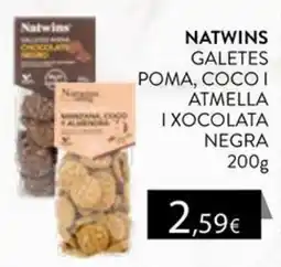 Plusfresc Natwins galetes poma, coco i atmella i xocolata negra oferta