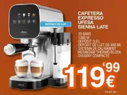 Expert Ufesa cafetera expresso sienna late oferta