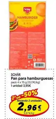 Hiper Usera Schär - pan para hamburguesas oferta
