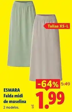 Ocine Esmara - falda midi de muselina oferta