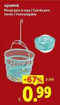 Ocine Aquapur - pinzas para la ropa/cuerda para tender/cesta plegable oferta