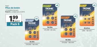 Lidl Tronic Pilas de botón oferta