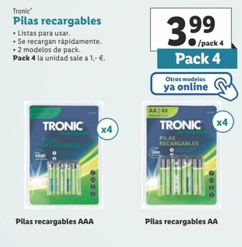Lidl Tronic Pilas recargables oferta