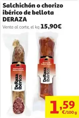 Alcampo Deraza ibérico salchichón o chorizo ibérico de bellota oferta