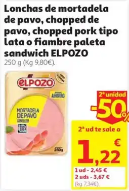 Alcampo elpozo lonchas de mortadela de pavo oferta
