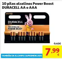 Alcampo Duracell pilas alcalinas Power Boost AA o AAA oferta